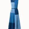 Washed Denim Patchwork Midi Dress 1 Washed Denim Patchwork Midi Dress -Deals Vog Shift Store 715199