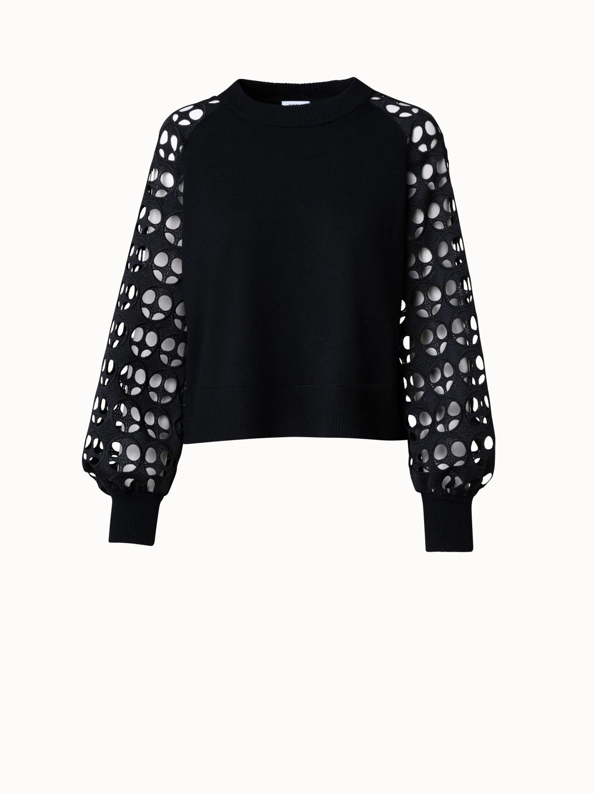 Pullover In Merino Wool And Dot Cut-Out Embroidery