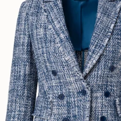 Cotton Blend Tweed Blazer With Faux Double-Breast -Deals Vog Shift Store 716091