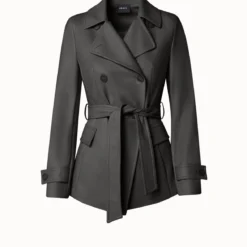 AKRIS Double-Breasted Lambskin Leather Jacket