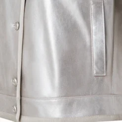 AKRIS Pearlized Lambskin Leather Jacket -Deals Vog Shift Store 740786