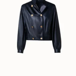 AKRIS Lambskin Double-Breasted Leather Jacket -Deals Vog Shift Store 741729
