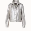 AKRIS Pearlized Lambskin Leather Jacket -Deals Vog Shift Store 741732