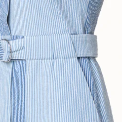 Sleeveless Cotton Seersucker Patchwork Midi Dress 13 Sleeveless Cotton Seersucker Patchwork Midi Dress -Deals Vog Shift Store 742316