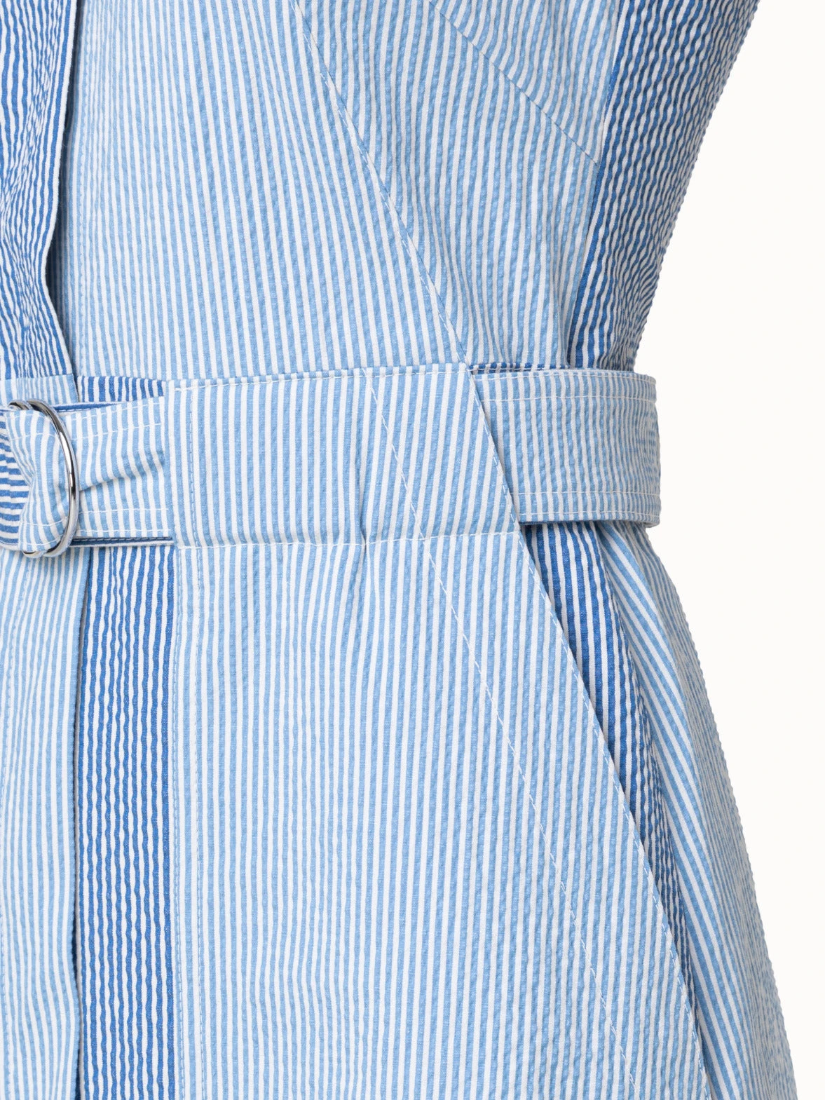 Sleeveless Cotton Seersucker Patchwork Midi Dress 7 Sleeveless Cotton Seersucker Patchwork Midi Dress - Image 5