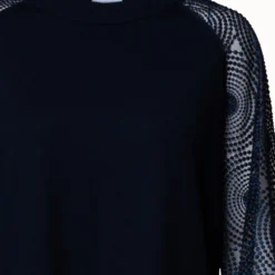 Wool Knit Pullover With Metallic 3D Dot Embroidery Sleeves -Deals Vog Shift Store 742442