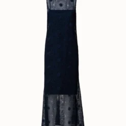 Metallic 3D Dot Embroidery Midi Dress