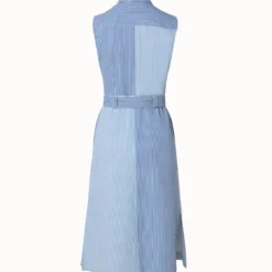 Sleeveless Cotton Seersucker Patchwork Midi Dress 10 Sleeveless Cotton Seersucker Patchwork Midi Dress -Deals Vog Shift Store 743012