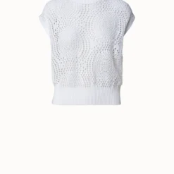 Cotton Dot Mesh Knit Pullover