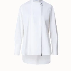 Cotton Popelin Blouse With Asymmetrical Zip