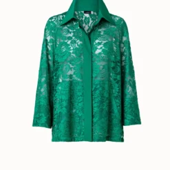 AKRIS Oversized Floral Techno Lace Shirt Jacket -Deals Vog Shift Store 758966