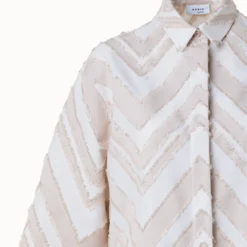 Fringed Zigzag Cotton Blend Jacquard Blouse 11 Fringed Zigzag Cotton Blend Jacquard Blouse -Deals Vog Shift Store 767766