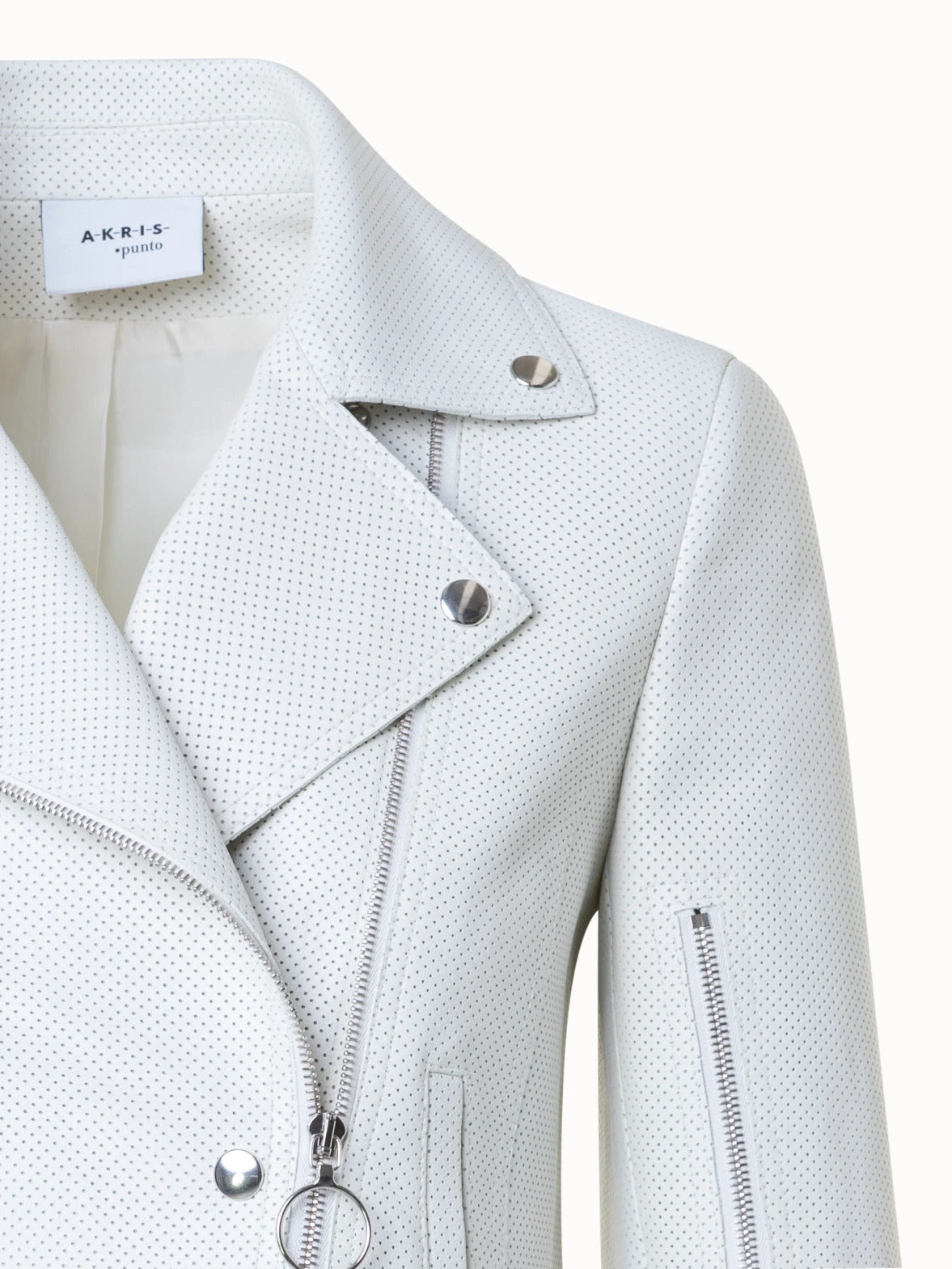 Perforated Pin Dot Nappa Leather Biker Jacket 6 Perforated Pin Dot Nappa Leather Biker Jacket - Image 4