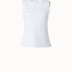 Stretch Denim Top With Fringe