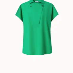 Cotton Poplin Blouse With Biker Collar