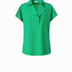 Cotton Poplin Blouse With Biker Collar -Deals Vog Shift Store 768719