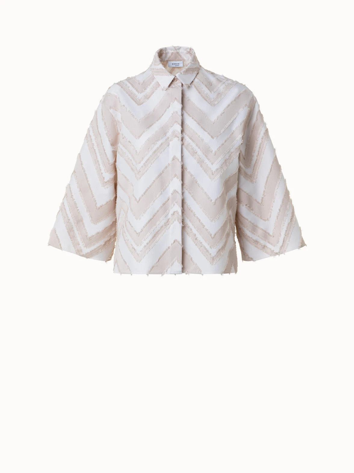 Fringed Zigzag Cotton Blend Jacquard Blouse 3 Fringed Zigzag Cotton Blend Jacquard Blouse