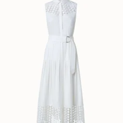 Cotton Poplin Dress With Kaleidoscope Dot Embroidery -Deals Vog Shift Store 769123