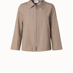 Perforated Pin Dot Cotton Poplin Jacket