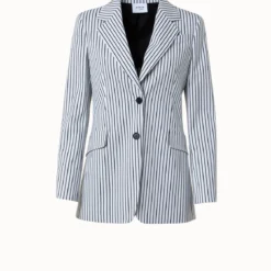 Cotton Stretch Pinstripe Jacquard Jacket