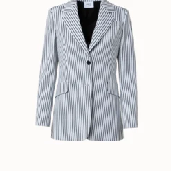Cotton Stretch Pinstripe Jacquard Jacket -Deals Vog Shift Store 769400
