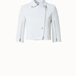 Perforated Pin Dot Nappa Leather Biker Jacket