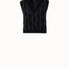AKRIS Cashmere Cotton Square Fringe Jacquard Knit Pullover 1 AKRIS Cashmere Cotton Square Fringe Jacquard Knit Pullover -Deals Vog Shift Store 770093