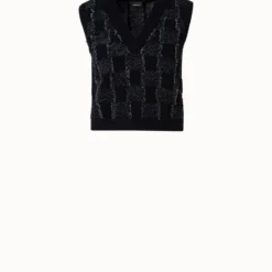 AKRIS Cashmere Cotton Square Fringe Jacquard Knit Pullover
