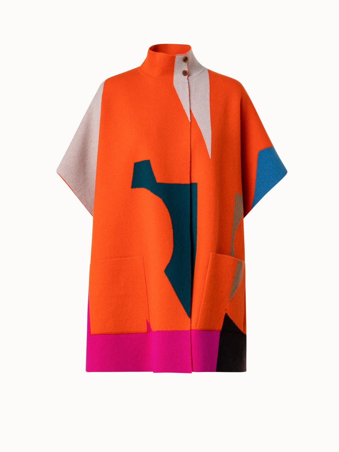 AKRIS Reversible Cashmere Knit Composed Letters Intarsia Double-Face Cape 4 AKRIS Reversible Cashmere Knit Composed Letters Intarsia Double-Face Cape - Image 2