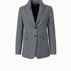 AKRIS Microcheck Wool Long Jacket -Deals Vog Shift Store 770252