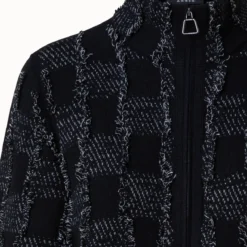 AKRIS Cashmere Cotton Square Fringe Jacquard Knit Cardigan -Deals Vog Shift Store 771126