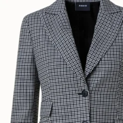 AKRIS Microcheck Wool Long Jacket -Deals Vog Shift Store 771204