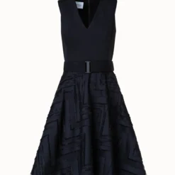 Fringed Zigzag Cotton Blend Jacquard Dress