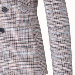 Checked Viscose Stretch Blend Faux Double-Breast Jacket -Deals Vog Shift Store 808081