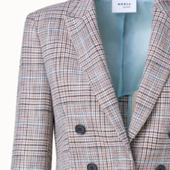 Checked Viscose Stretch Blend Faux Double-Breast Jacket -Deals Vog Shift Store 808085