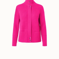 AKRIS Cashmere Piqué Knit Zip Cardigan