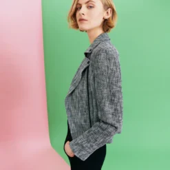 Cotton Stretch Tweed Jacket