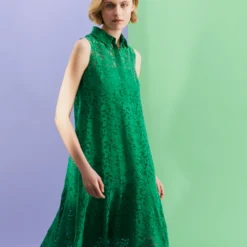 Semitransparent Kaleidoscope Organzino Midi Dress