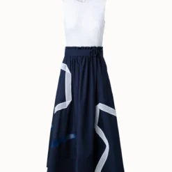 Techno Mesh Tape Intarsia Dress With Jersey Top