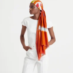 AKRIS Cashmere Silk Zion Print Scarf -Deals Vog Shift Store Akris Scarves Editorial SS21 A1