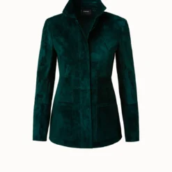 AKRIS Fitted Lamb Suede Leather Jacket