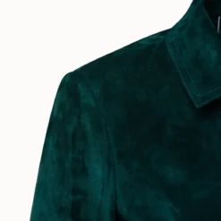 AKRIS Fitted Lamb Suede Leather Jacket 15 AKRIS Fitted Lamb Suede Leather Jacket -Deals Vog Shift Store Designer leather jacket women green Akris 6