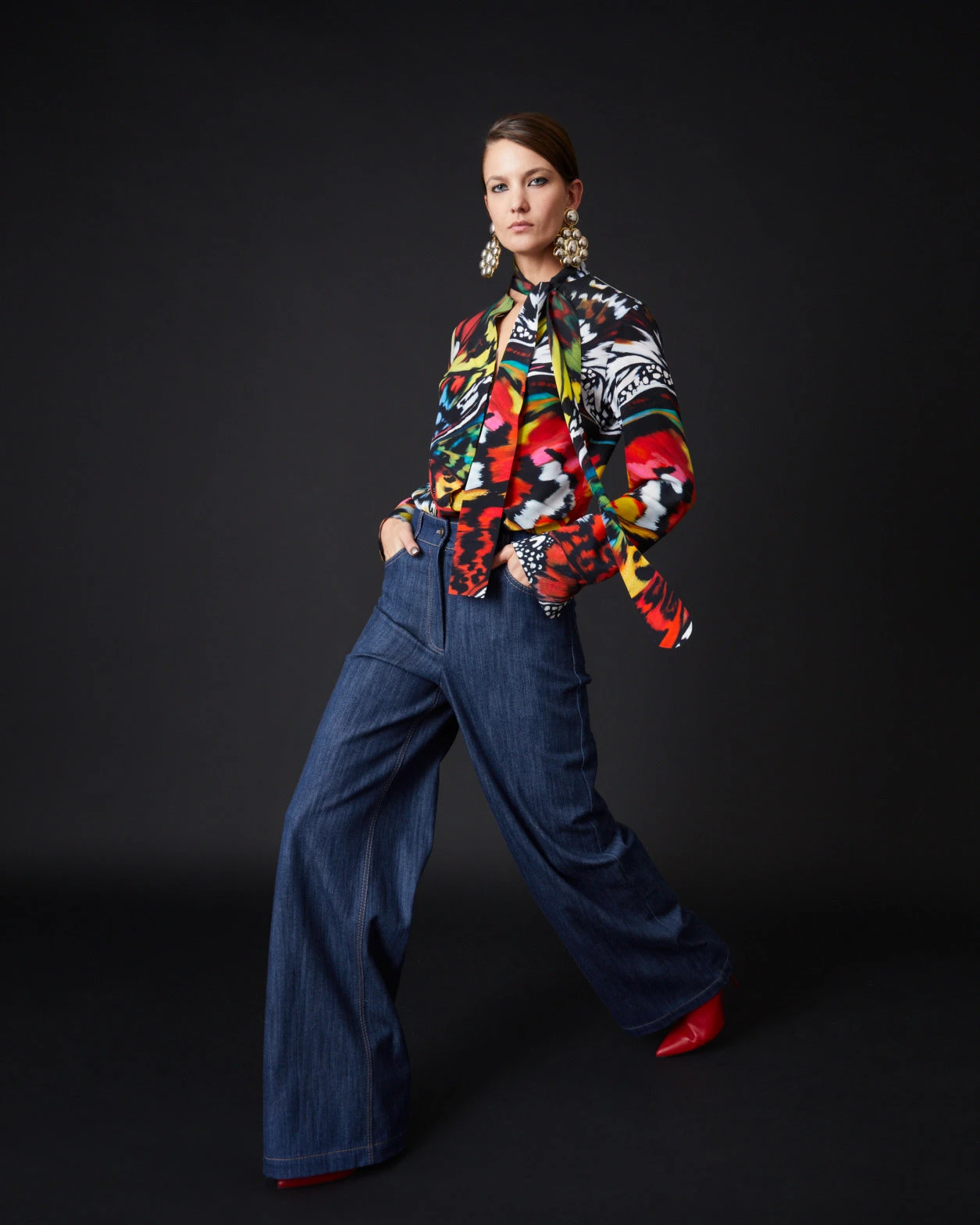 Cooper Wide Leg Pants In Cotton Stretch Denim 4 Cooper Wide Leg Pants In Cotton Stretch Denim - Image 2