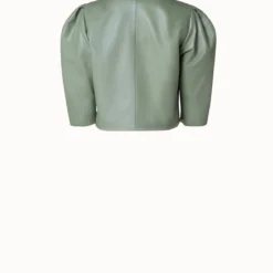 AKRIS Short Lambskin Leather Jacket -Deals Vog Shift Store Green short womens leather jacket 4